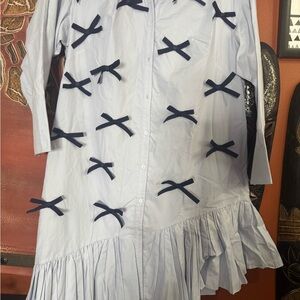 Maeve Light Blue Blouse with Black Trim